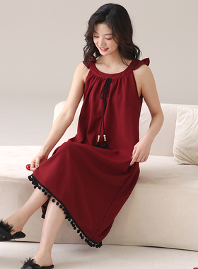 红色睡衣女甜美可爱家居服短袖睡裙夏季本命年马年新年新婚喜庆