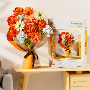 向日葵玫瑰积木花束女生永生花朵新款 送女友闺蜜情人节生日礼物