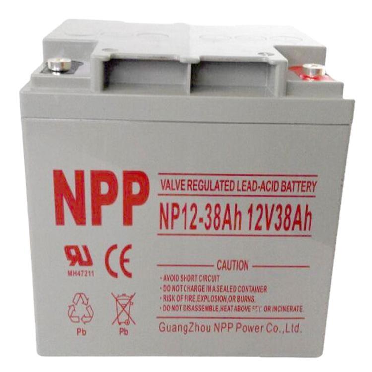 NPP蓄电池NP12-38免维护铅酸电瓶12V38ah直流屏UPS不间断电源