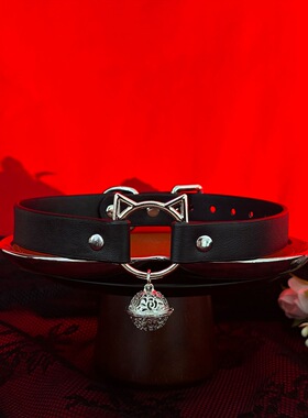 puppy猫咪宫铃铛项圈女皮革choker粉色k8k9小狗牵引绳颈带男m脖圈