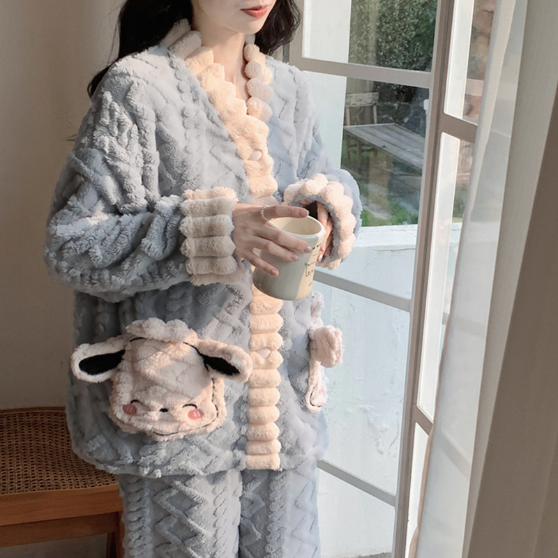 全棉纯棉珊瑚绒睡衣冬季女款加绒加厚2025新款法兰绒秋冬款春秋家