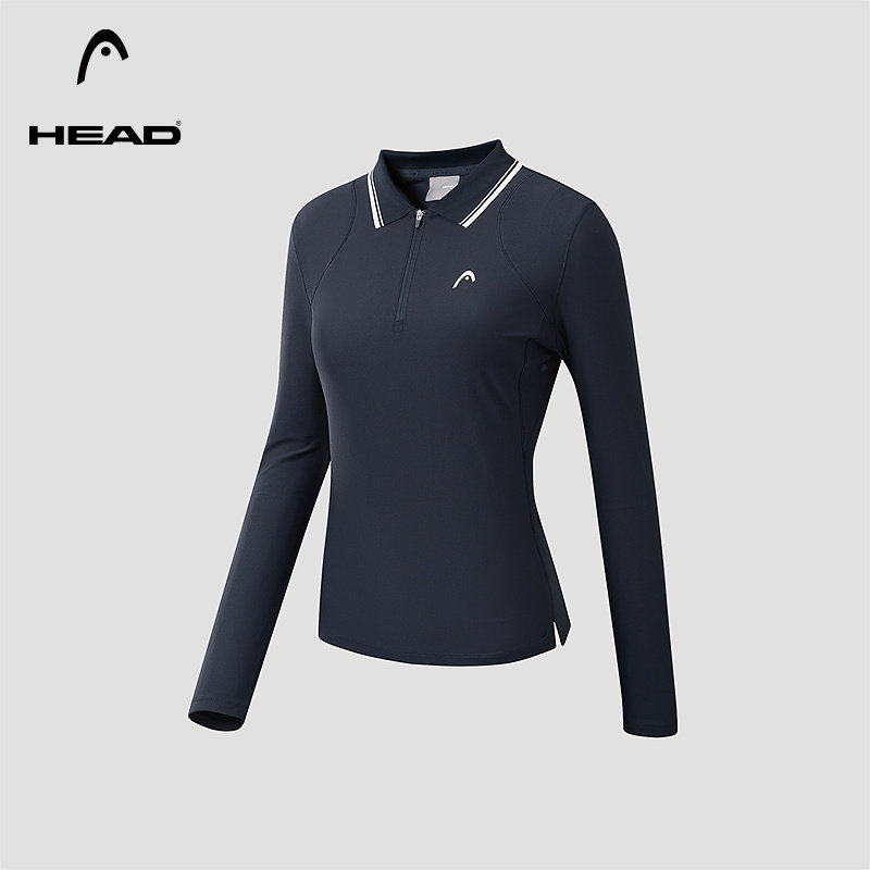 HEAD海德半开襟修身翻领POLO衫2025秋季新款网球运动女士长袖T恤,运动服/休闲服装,运动POLO衫,淘宝优惠券,粉丝福利购,淘宝优惠卷