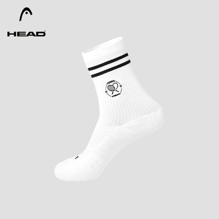 HEAD海德条纹撞色一双装袜子2025秋季新款网球运动男士中筒袜