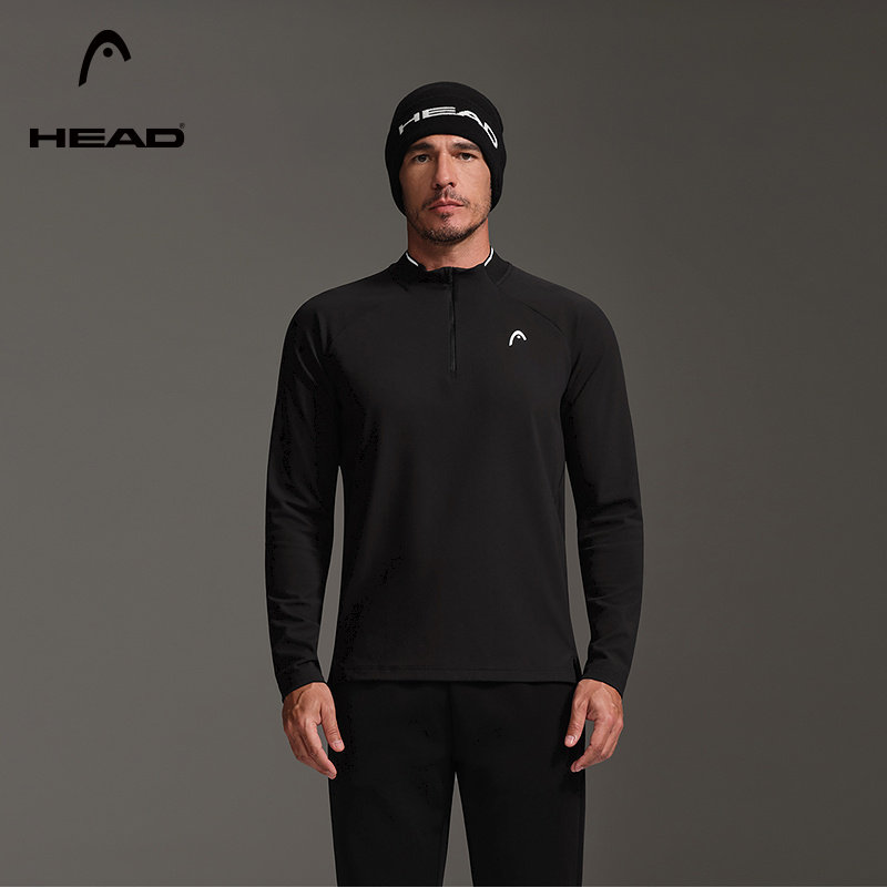 【半开襟】HEAD海德弹力网球运动长袖T恤25秋季款健身内搭上衣男,运动服/休闲服装,运动T恤,淘宝优惠券,粉丝福利购,淘宝优惠卷