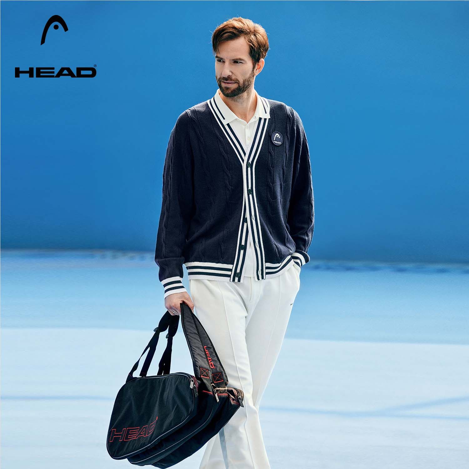 HEAD海德休闲羊毛针织开衫男