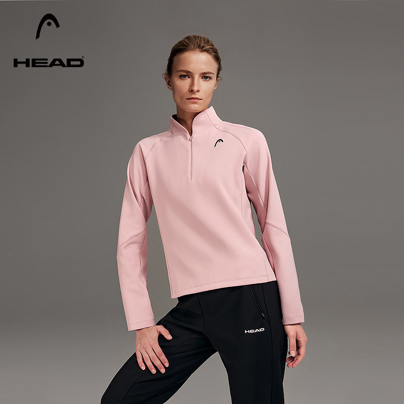 HEAD海德拉链半开襟运动长袖t恤秋季修身女士套头健身服,运动服/休闲服装,运动T恤,淘宝优惠券,粉丝福利购,淘宝优惠卷