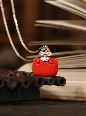 一生安官方旗舰店2025蛇年本命年如意宝锁朱砂项链 朱砂吊坠 朱砂