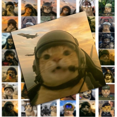 军工猫贴纸战斗哈基米搞笑创意猫咪表情包贴画diy手机笔记本装饰