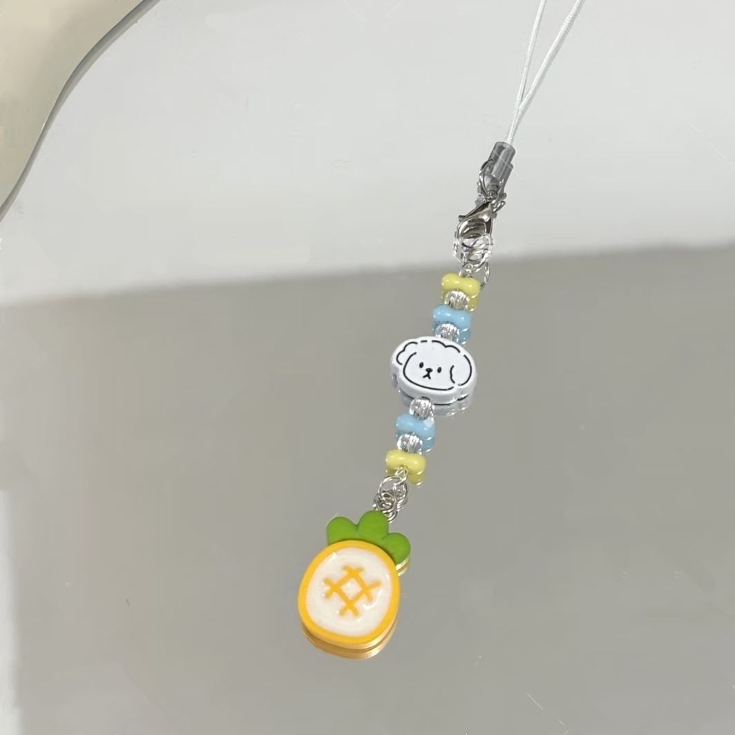 白鹿菠萝妹手机链挂绳短款彩色挂件挂饰ins串珠挂链明星应援挂件