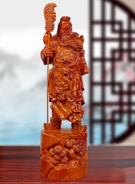 定制花梨木关公武财神木雕关帝爷横刀立刀关二爷客厅摆设公司开业