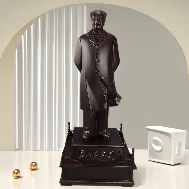黑檀实木雕毛主席像领袖办公摆件商务礼品红木质工艺品生日礼物男