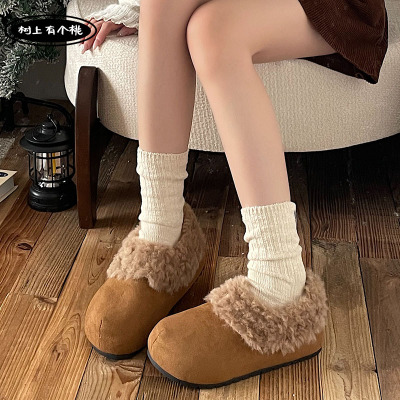 树上有个桃复古勃肯鞋女毛毛棉鞋