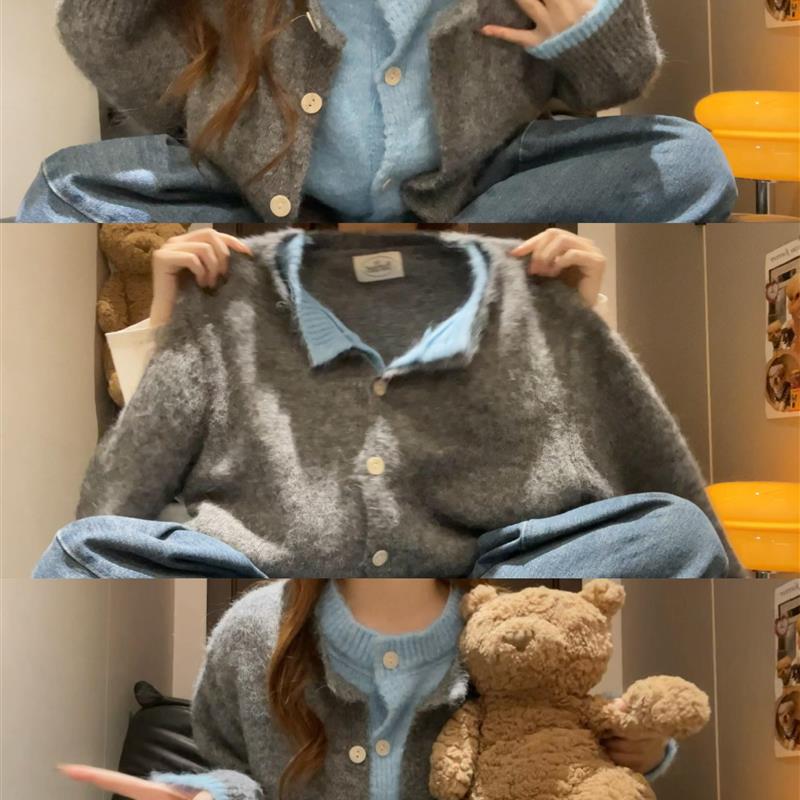 韩系慵懒风软糯毛衣女秋冬新款宽松显瘦针织衫上衣高级感毛织外套