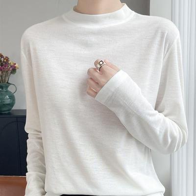 半高领针织衫薄款女内搭秋冬2025新款洋气打底上衣白色打底衫T恤