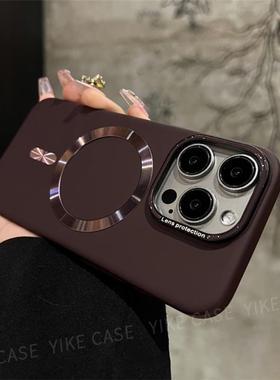 Magsafe磁吸钛灰色适用iPhone15pro苹果16手机壳14ProMax新款12磨砂纯色13pm超薄plus男女情侣por防摔套ins风