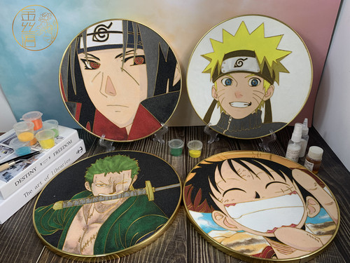 火影忍者海贼王掐丝珐琅金丝沙画