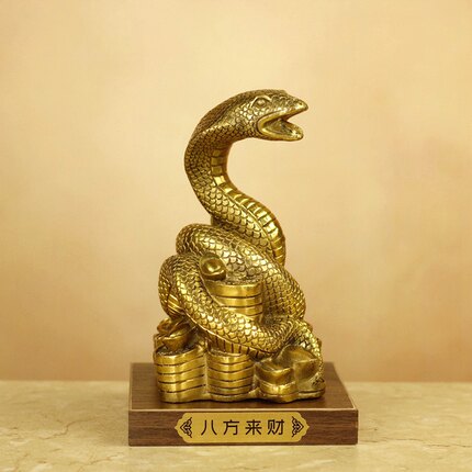 久鉴 蛇摆件吉祥物 铜蛇摆件十二生肖蛇如意福蛇装饰铜像金属雕像