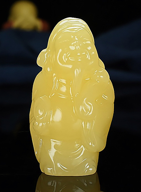 天然和田玉黄玉财神把玩件男女手玩件招财进宝财神爷手把件挂件