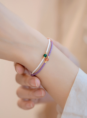 【秋冬特惠】女生小众设计天然太阳石小珠串细小手链女闺蜜惊喜