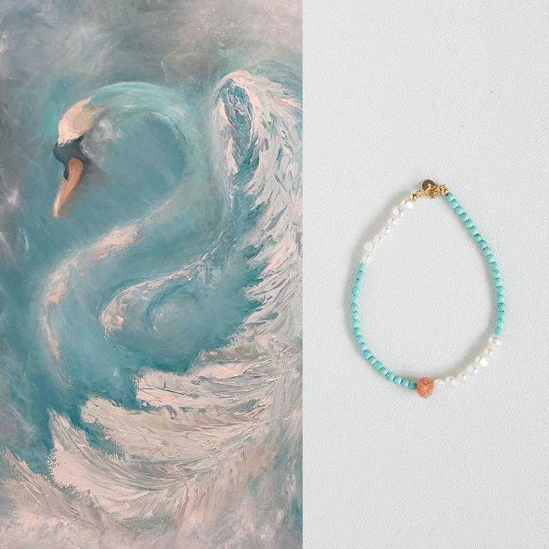 【秋冬特惠】时倾国风天然绿松石新中式轻奢小众珍珠手链串珠饰品