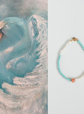 【秋冬特惠】时倾国风天然绿松石新中式轻奢小众珍珠手链串珠饰品