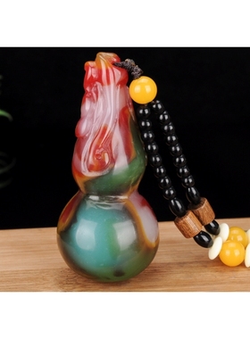 玉把件天然彩玉新疆戈壁玉鸡血玉葫芦手把件金丝玉和田玉葫芦把件