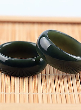 天然正品新疆和田玉青玉戒指男女款玉石指环情侣款对戒尾戒扳指