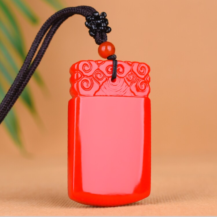 和田玉吊坠和田红玉平安无事牌平安牌玉佩玉牌玉坠红红火火