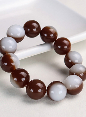 天然和田玉糖玉圆珠手链新疆玉器男女款玉石手串手排且末糖玉链子