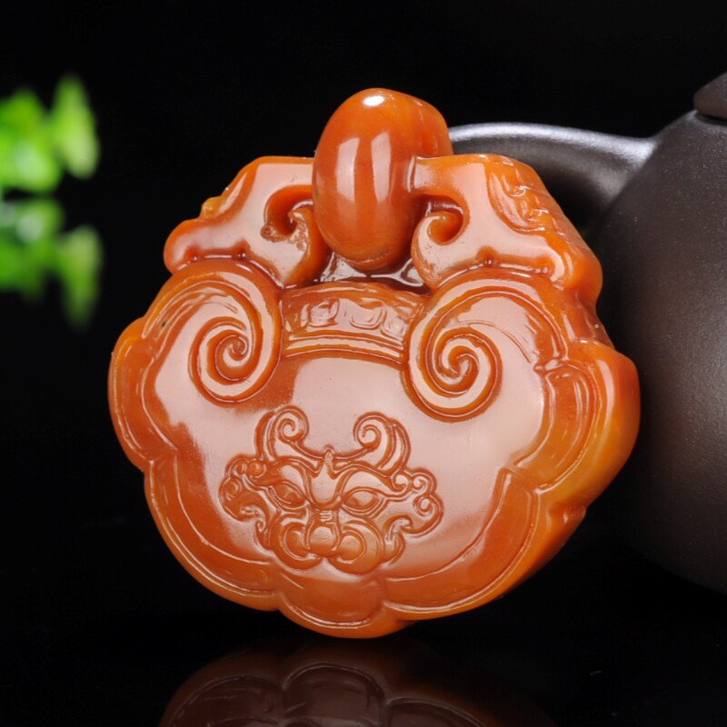 天然黄龙玉长命锁吊坠平安扣项链手串平安富贵黄龙玉平安锁挂件