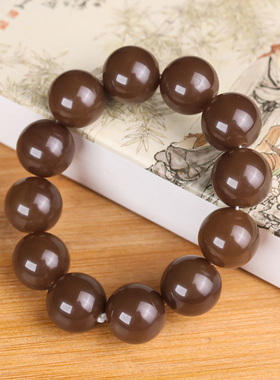 新疆和田玉糖料圆珠手链男女款天然玉石籽料原石手串手排糖玉