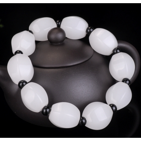 保真新疆和田玉手链天然原石籽料羊脂级白玉手串男女款玉手链