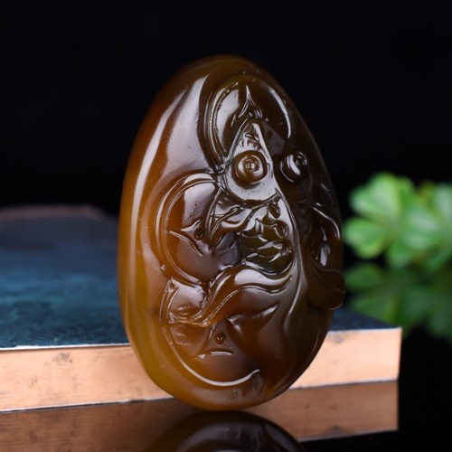 天然和田玉金鱼手把件糖料原石玉手玩件八方来财玉螃蟹挂件吊坠