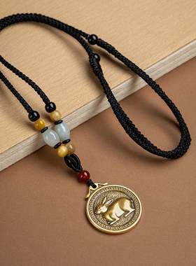 黄铜十二生肖复古项链长款吊坠民族风本命年毛衣链男女百搭潮秋冬