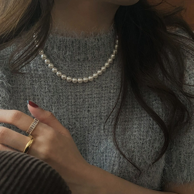 施家珍珠项链女款2025新款爆款珍珠颈链毛衣链轻奢小众锁骨链