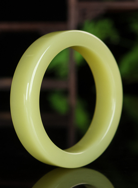 新疆和田玉女款玉镯手镯新品女士黄口料平安镯工镯玉镯子天然玉石