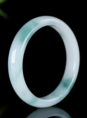 女款和田玉平安镯手镯翠青飘花玉石镯子新疆玉器玉镯子手链