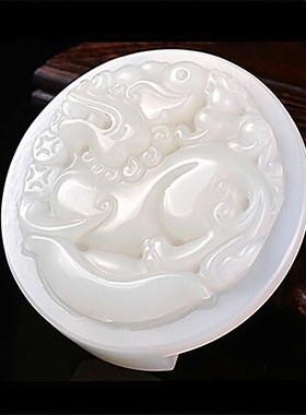 天然玉石新疆和田玉白玉籽料貔貅皮带扣羊脂玉招财貔貅腰带扣腰佩