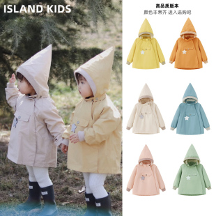 欧美mat男女童风衣儿童精灵帽外套宝宝春秋装 防水防风夹克冲锋衣