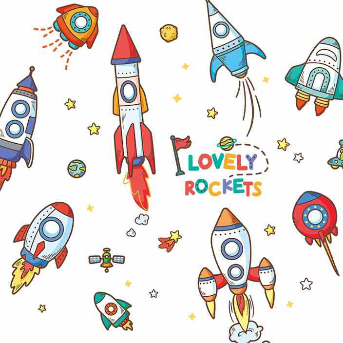 儿童衣柜贴纸卧室墙面装饰卡通火箭贴z画墙贴男孩房间布置门贴自