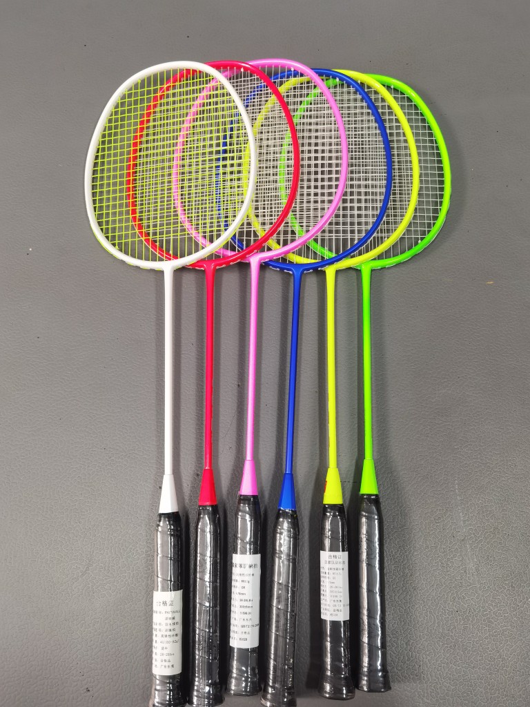 国产碳素训练拍#初学者训练拍#碳素羽毛球拍#多色含线手胶训练拍#