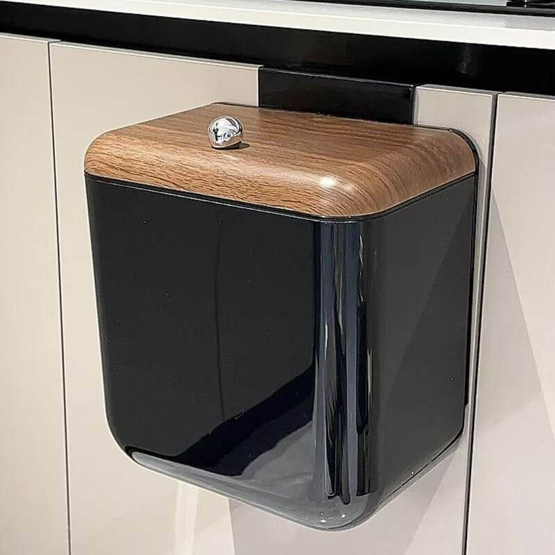 MOMO中古风厨房垃圾桶家用壁挂式免弯腰废纸篓高颜值大容量带盖垃