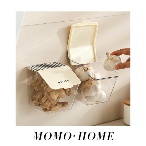 MOMO 小红书同款姜蒜收纳筐厨房保鲜放姜辣椒收纳盒免打孔PH
