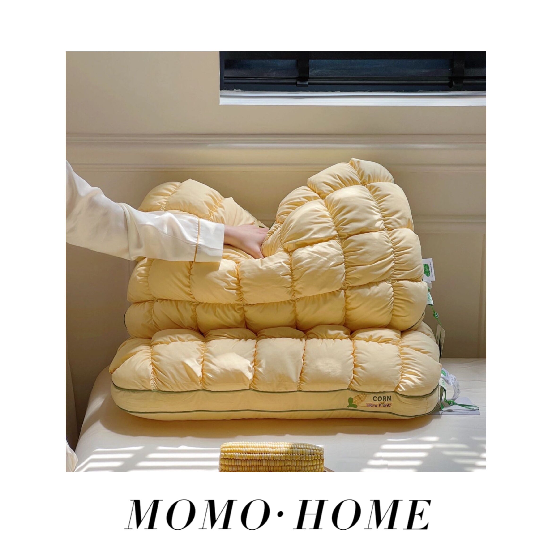MOMO 菠萝包羽丝绒枕芯酒店成人定型护颈枕头不塌陷柔软高弹