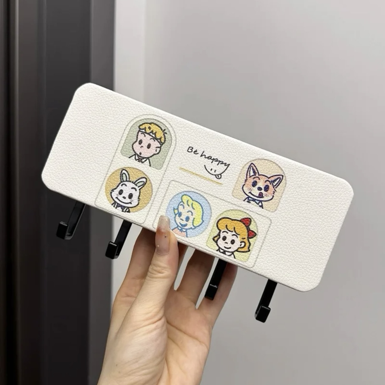 MOMO HOME家居入户玄关衣服挂钩免打孔门后钥匙挂架置物架卡通墙