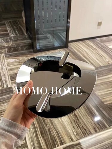 MOMO HOME家居新款现代轻奢圆形不锈钢金属烟灰缸饰品办公室