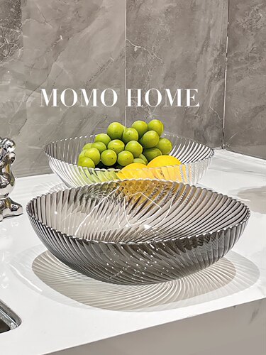 MOMO HOME家居轻奢风透明果盘塑料水果盘家用客厅茶几