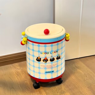 MOMO猫咪垃圾桶家用客厅可移动带轮脏纸篓厨房卫生间大号大容量垃