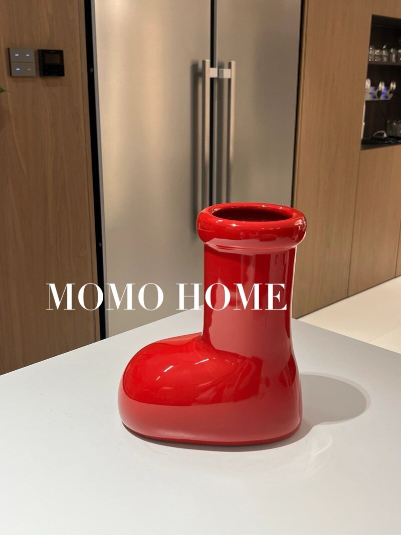 MOMO HOME家居红鞋子多巴胺陶瓷花瓶高级感ins风高颜值水培
