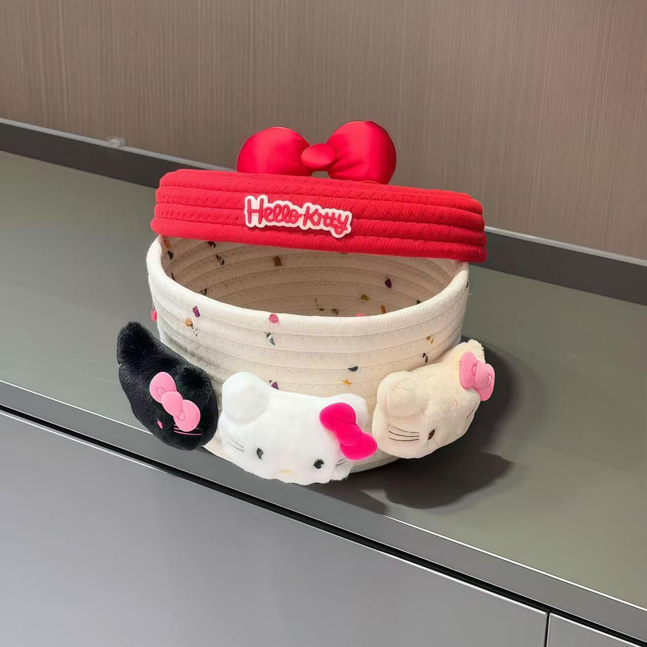MOMO HOME新家的100个快递 HelloKitty桌面收纳盒可爱编织收纳筐